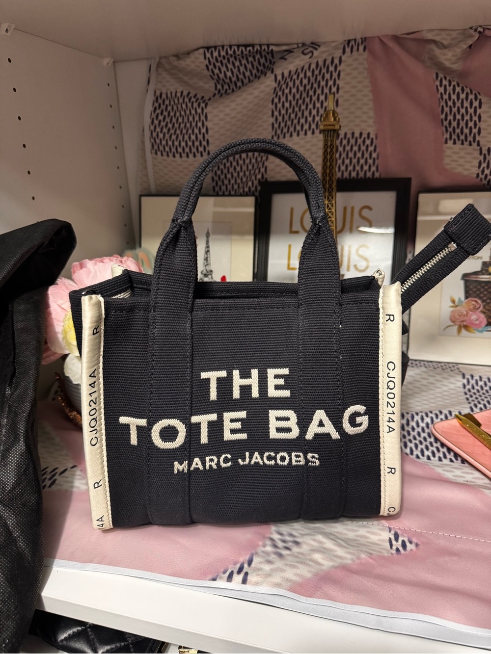 Marc Jacobs Black and White Mini 'The Tote Bag' Canvas Crossbody - Picture 2 of 7
